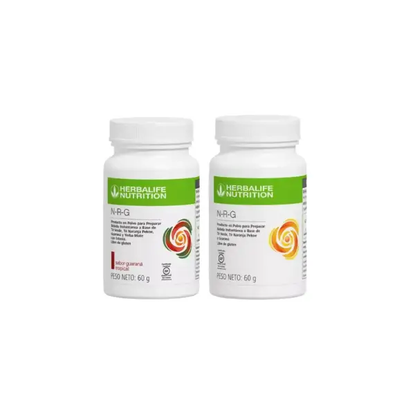 NRG Herbalife Chile, Té Guaraná Regular y Tropical, envase 60 g