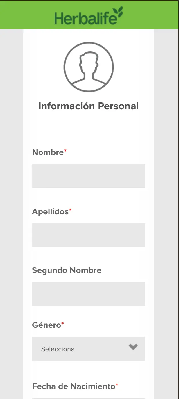 Formulario Información Personal Herbalife