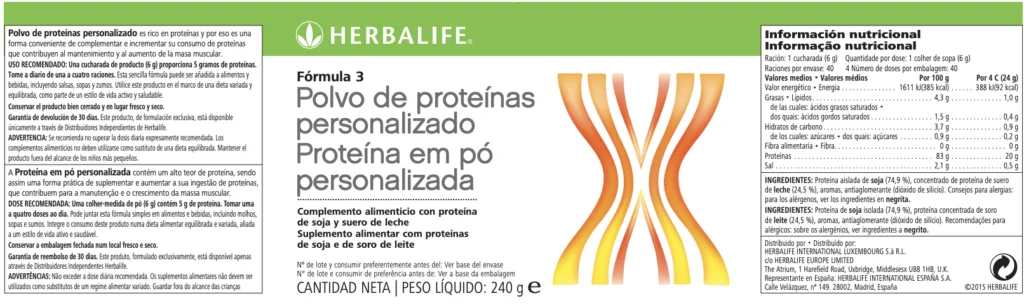 etiqueta proteina herbalife ppp
