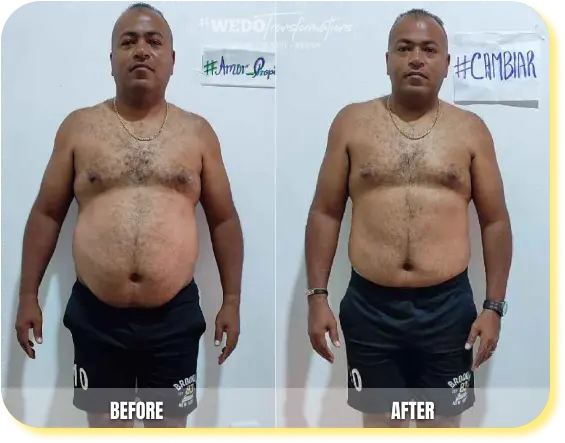 Antes y después de Luis en el Reto 21 Días Herbalife México