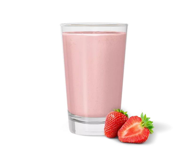 Batido herbalife sabor frutilla en un vaso